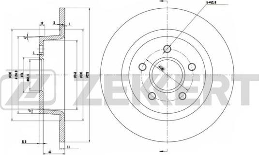 Zekkert BS-5963 - Диск торм. зад. Ford Tourneo Connect 02-, Transit Connect 02- autosila-amz.com