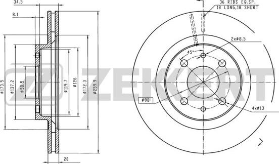 Zekkert BS-5455 - Тормозной диск autosila-amz.com