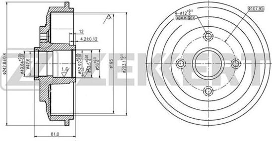 Zekkert BS-5451 - Тормозной барабан autosila-amz.com