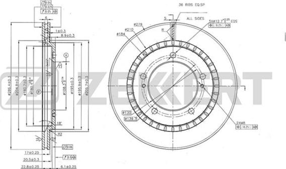 Zekkert BS-5487 - Тормозной диск autosila-amz.com