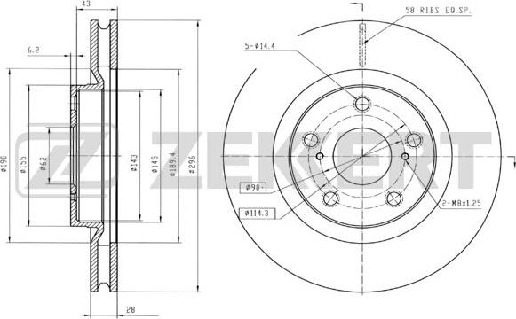 Zekkert BS-5430B - Тормозной диск autosila-amz.com