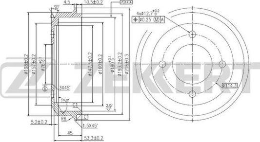 Zekkert BS-5587 - Тормозной барабан autosila-amz.com