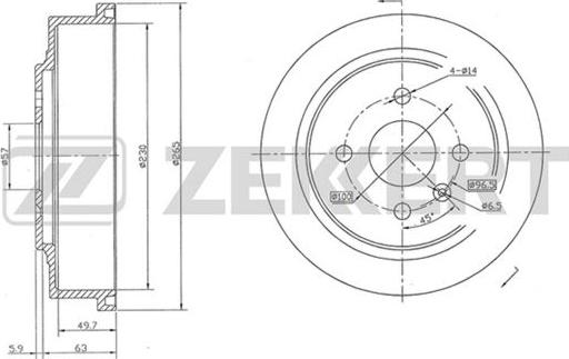 Zekkert BS-5529 - Тормозной барабан autosila-amz.com