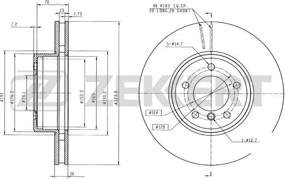 Zekkert BS-5603B - Тормозной диск autosila-amz.com