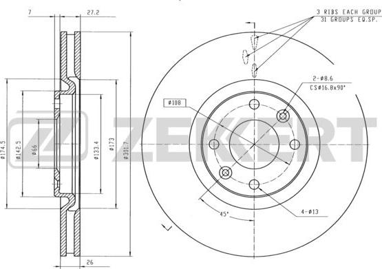 Zekkert BS-5636 - Тормозной диск autosila-amz.com