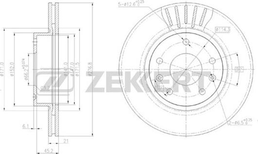 Zekkert BS-5621 - Тормозной диск autosila-amz.com