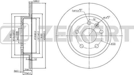 Zekkert BS-5052 - Тормозной диск autosila-amz.com