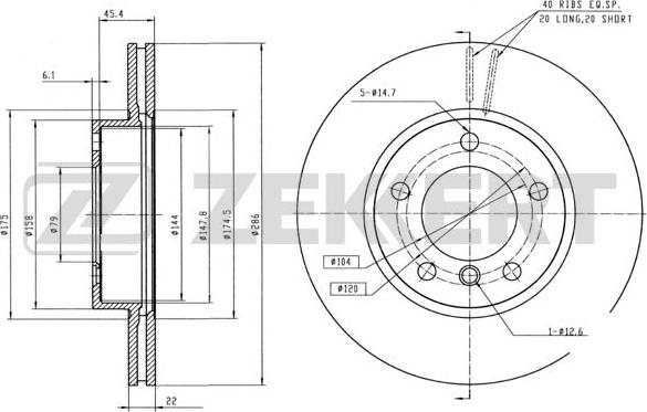 Zekkert BS-5004B - Тормозной диск autosila-amz.com