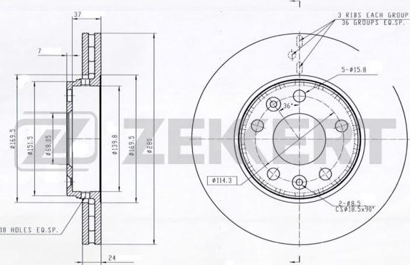 Zekkert BS-5001 - Тормозной диск autosila-amz.com
