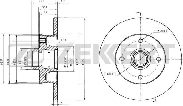 Zekkert BS-5087BZ - Тормозной диск autosila-amz.com