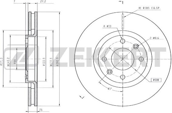 Zekkert BS-5024B - Тормозной диск autosila-amz.com