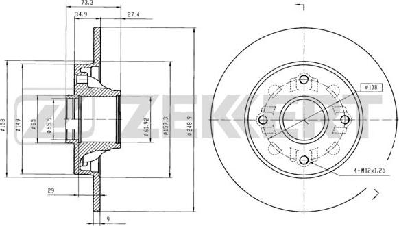 Zekkert BS-5025BZ - Тормозной диск autosila-amz.com