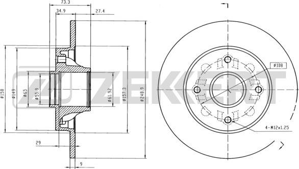 Zekkert BS-5025 - Тормозной диск autosila-amz.com