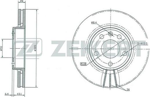 Zekkert BS-5141 - Диск торм. перед. Nissan Primastar (X83) 01- Opel Vivaro A 01- Renault Trafic II III 01- autosila-amz.com