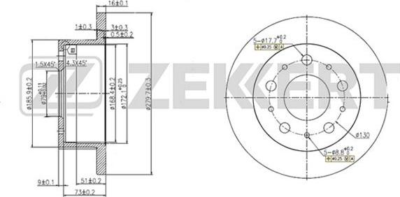 Zekkert BS-5166 - Тормозной диск autosila-amz.com