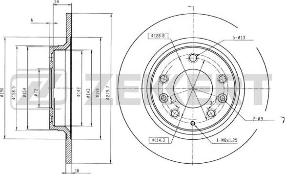 Zekkert BS-5161B - Тормозной диск autosila-amz.com