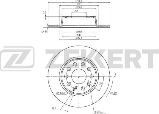 Zekkert BS-5116B - Тормозной диск autosila-amz.com