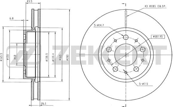 Zekkert BS-5123B - Тормозной диск autosila-amz.com