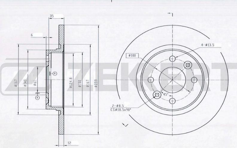 Zekkert BS-5179B - Тормозной диск autosila-amz.com