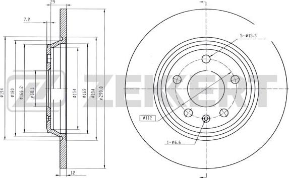 Zekkert BS-5842B - Тормозной диск autosila-amz.com