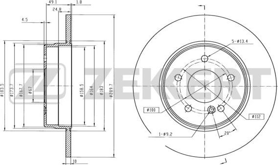 Zekkert BS-5809 - Тормозной диск autosila-amz.com