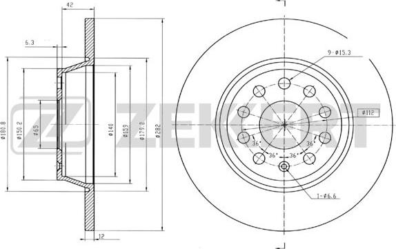 Zekkert BS-5398B - Тормозной диск autosila-amz.com