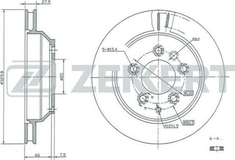 Zekkert BS-5392 - Диск торм. задн. Audi Q7 06- VW Touareg I 02- Porsche Cayenne I II 02- autosila-amz.com