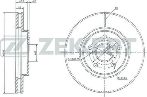 Zekkert BS-5352 - Диск торм. перед. Lexus ES300 (VZV_, MCV_) 01-, RX300 (MCU_) 98-, Toyota Camry (V30) 01- autosila-amz.com