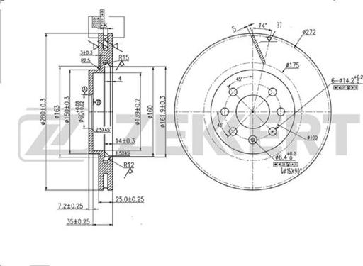 Zekkert BS-5307 - Тормозной диск autosila-amz.com