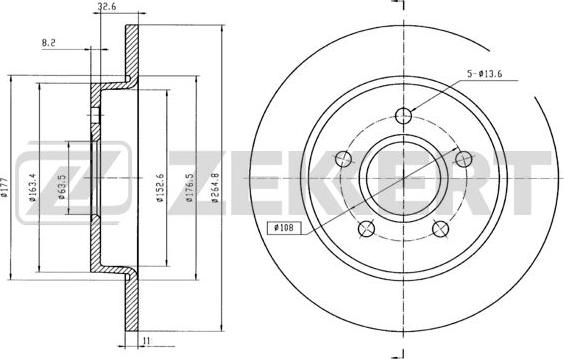 Zekkert BS-5314B - Тормозной диск autosila-amz.com