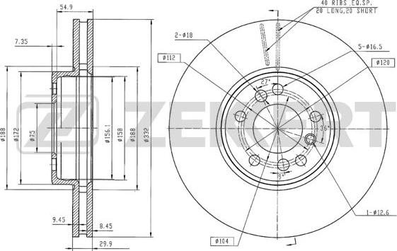 Zekkert BS-5335B - Тормозной диск autosila-amz.com