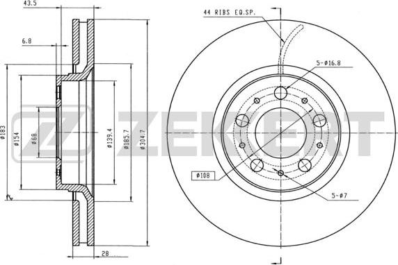 Zekkert BS-5299B - Тормозной диск autosila-amz.com