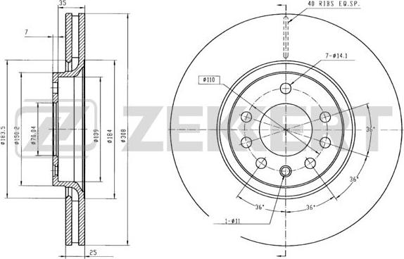 Zekkert BS-5294B - Тормозной диск autosila-amz.com