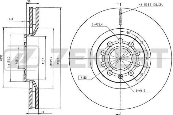 Zekkert BS-5245B - Тормозной диск autosila-amz.com