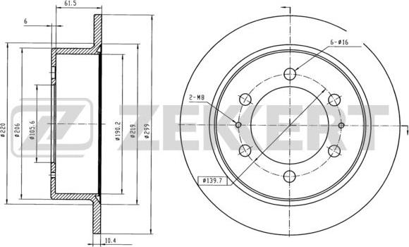 Zekkert BS-5255 - Тормозной диск autosila-amz.com