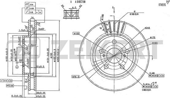 Zekkert BS-5205 - Тормозной диск autosila-amz.com