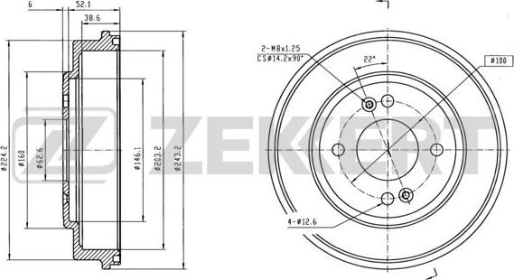 Zekkert BS-5215 - Тормозной барабан autosila-amz.com