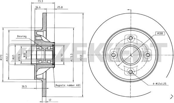 Zekkert BS-5237BZ - Тормозной диск autosila-amz.com