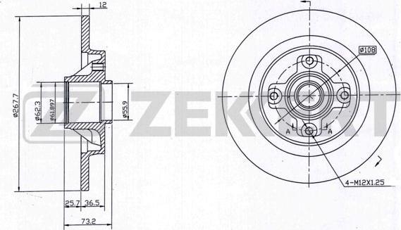 Zekkert BS-5237 - Тормозной диск autosila-amz.com