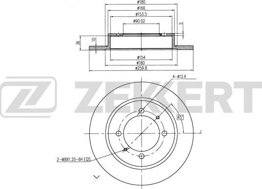 Zekkert BS-5225B - Тормозной диск autosila-amz.com