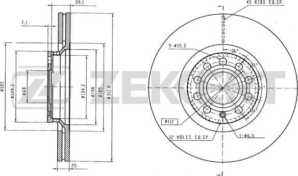 Zekkert BS-5279B - Тормозной диск autosila-amz.com