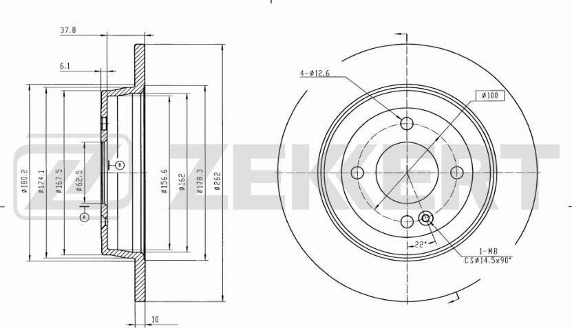 Zekkert BS-5275B - Тормозной диск autosila-amz.com