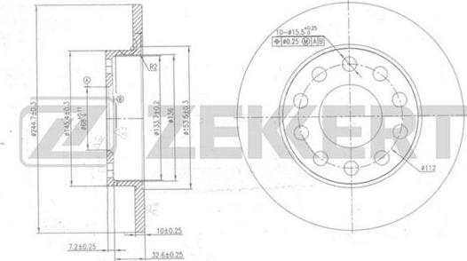 Zekkert BS-5780 - Диск торм. задн. Audi A4 II-III 00-, Seat Exeo 08- autosila-amz.com