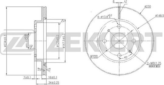 Zekkert BS-5725 - Тормозной диск autosila-amz.com