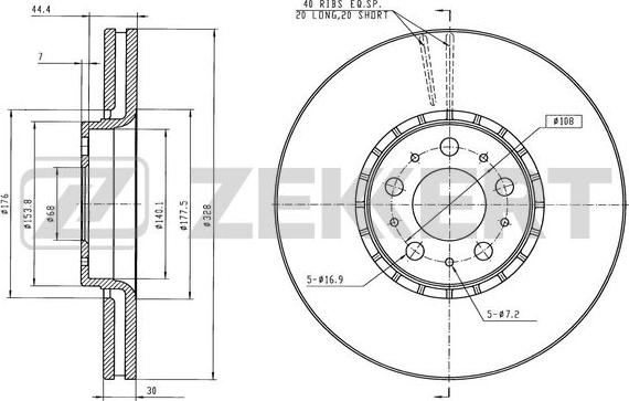 Zekkert BS-6558 - Диск тормозной перед. Volvo XC90 02- autosila-amz.com