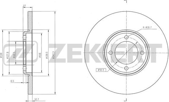 Zekkert BS-6565 - Тормозной диск autosila-amz.com