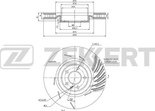 Zekkert BS-6507 - Диск торм. перед. лев. Porsche Macan 14- autosila-amz.com