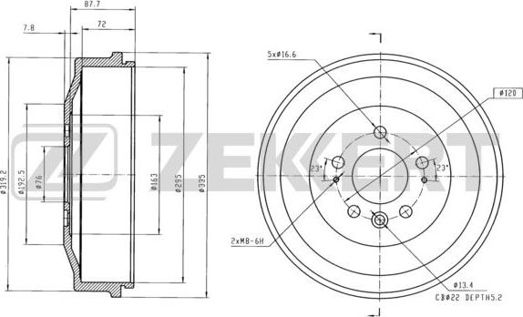 Zekkert BS-6090 - Тормозной барабан autosila-amz.com