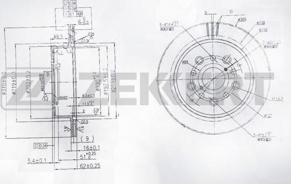 Zekkert BS-6085 - Тормозной диск autosila-amz.com