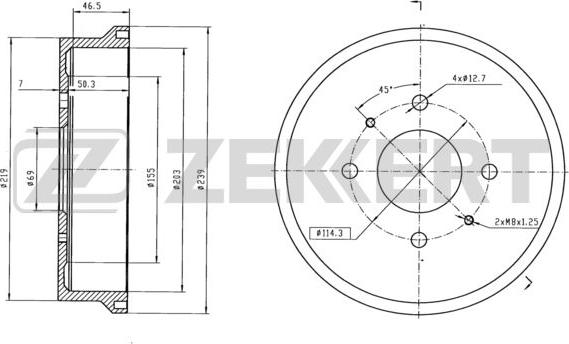 Zekkert BS-6036 - Тормозной барабан autosila-amz.com